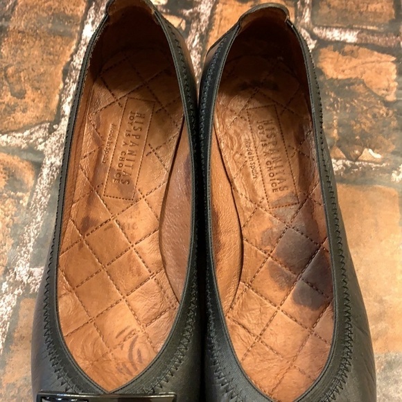 Hispanitas Block Heel Pumps Point Toe Buckle Omega Black Patent Leather 6/6.5 - Picture 5 of 12